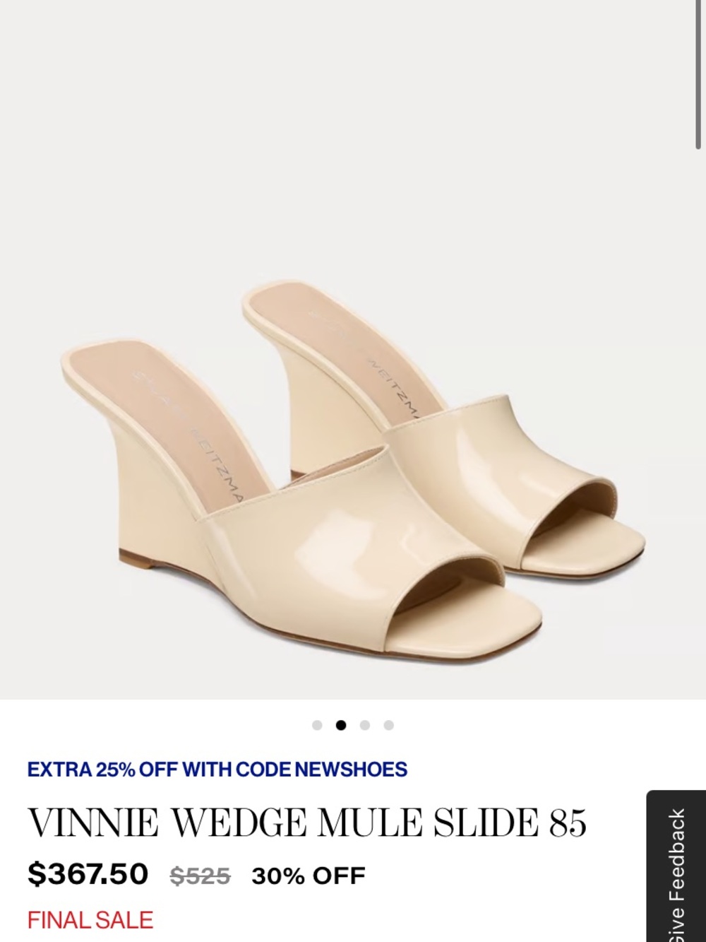 Y2K Stuart Weitzman Vinnie Wedge Mule Slide in Cream size 7B